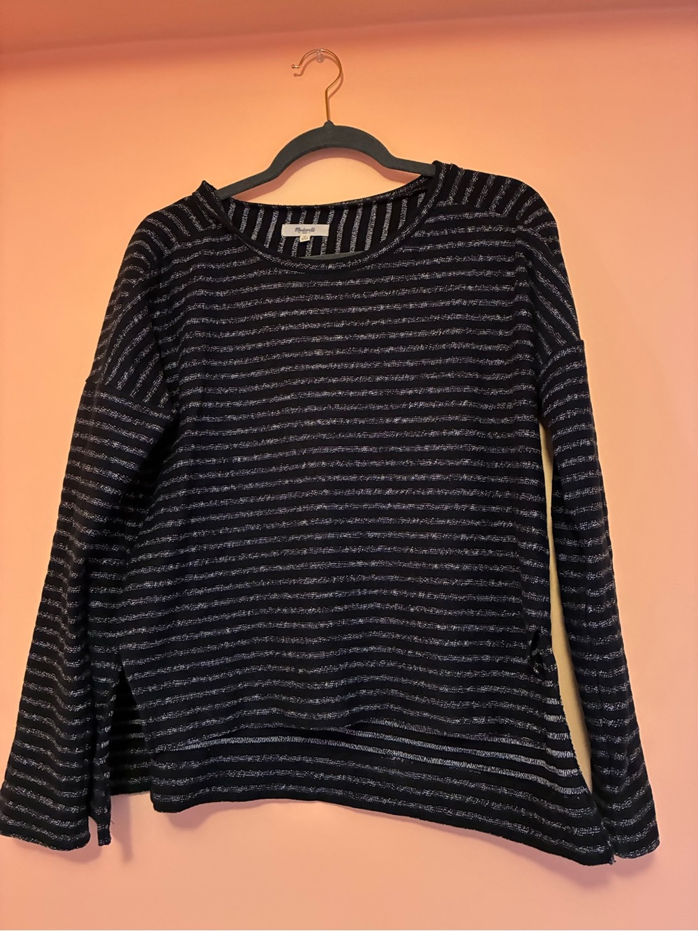Madewell Black and Grey Marled Sweater
